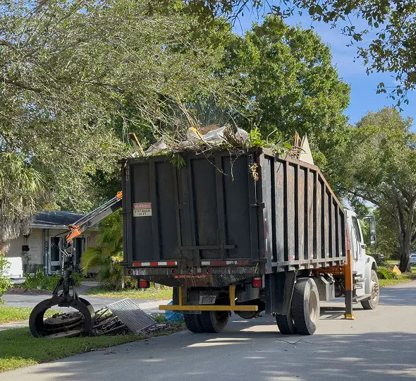 Truck removing tree debris